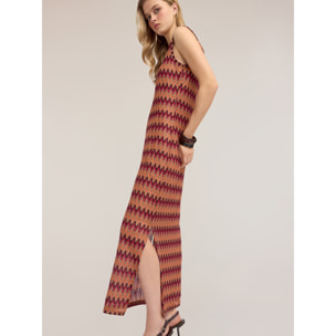 Motivi - Vestido largo de punto fantasía chevron - Naranja sol