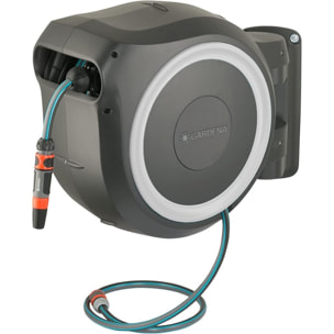 Dévidoir automatique mural RollUp L 30 m Blanc - GARDENA - 18627-20