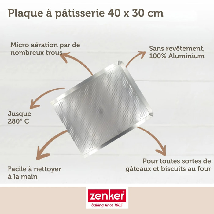 Plaque à pâtisserie perforée en aluminium 40 x 30 cm Zenker Special Cooking