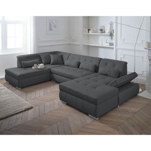 Vermont - canapé panoramique d'angle gauche - 7 places - XXL - Gris foncé