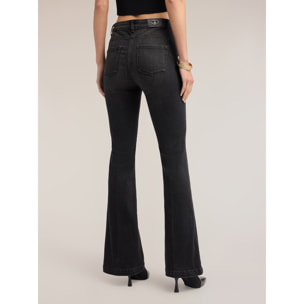 Motivi - Jeans flare en denim lavado negro - Negro