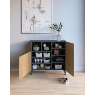 Zapatero Moss melamina grafito puertas impresión vallado 87x90x27 cm