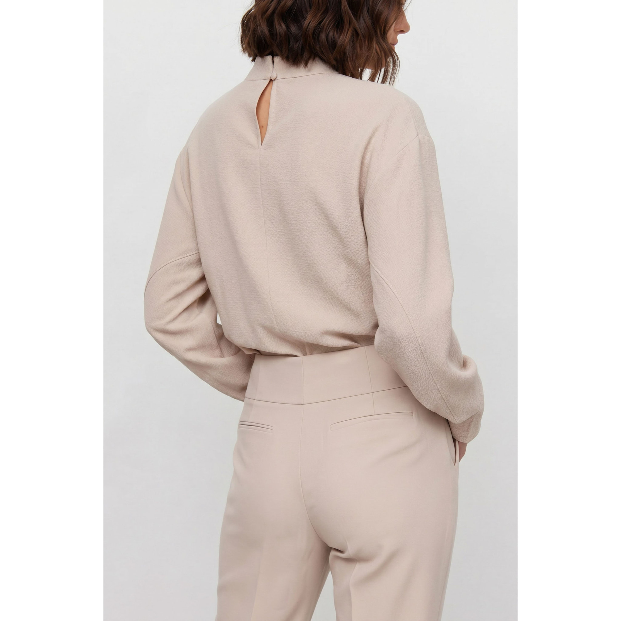 Kocca - Blusa da donna a collo alto con maniche ampie e drappeggio Donna