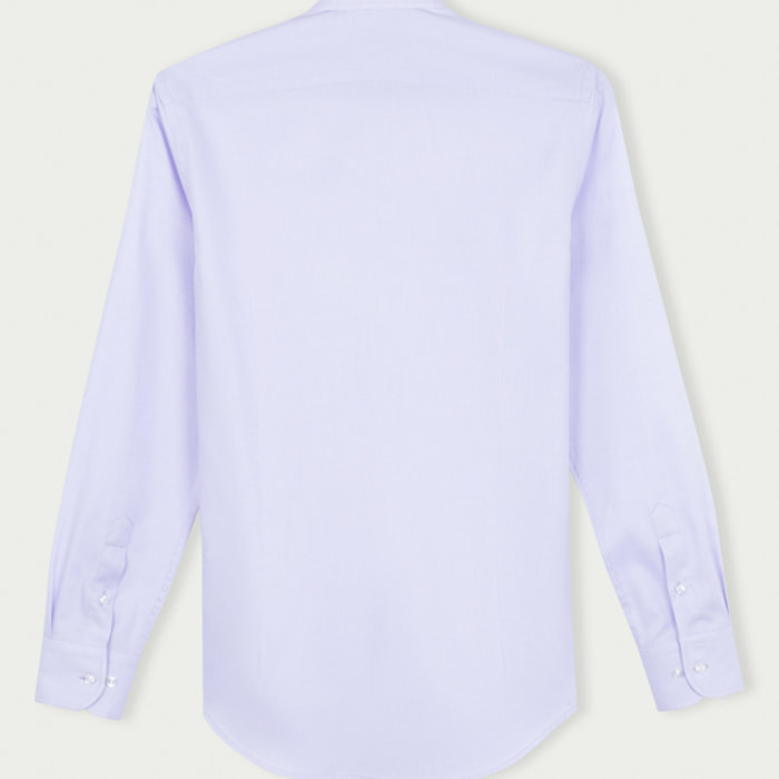 Camicia Uomo 1 Bottone Francese Slim Cotone Unito Lilla