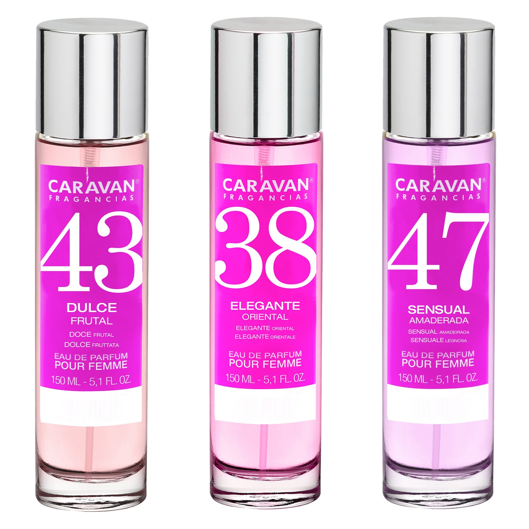 3x caravan perfume de mujer nº43 nº38 nº47 - 150ml.