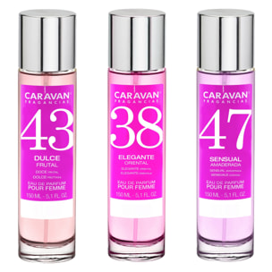 3x caravan perfume de mujer nº43 nº38 nº47 - 150ml.