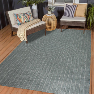 Tapis d'extérieur reversible Faje vert motif tendance ton sur ton