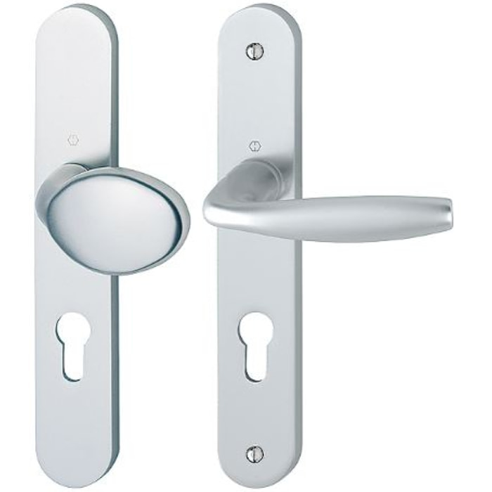 Ensemble de porte palière sur plaque New-York 76G/300M/1810 HOPPE Argent - 3281135