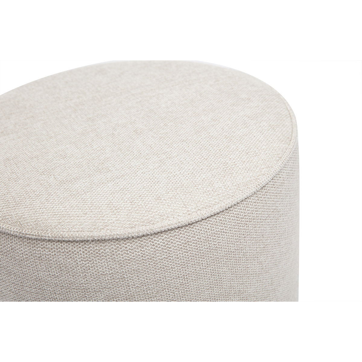 Pouf rond en tissu effet velours texturé beige D40 cm PAUL