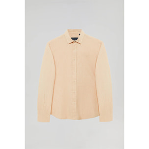 Camicia color mandarino in lino e cotone con particolari Rigby Go