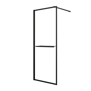 Paroi de Douche Noir Mat 80x200cm - Porte-serviette et étagère - DARK CONTOURING SHELF