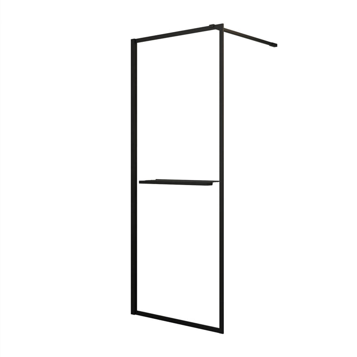 Paroi de Douche Noir Mat 80x200cm - Porte-serviette et étagère - DARK CONTOURING SHELF