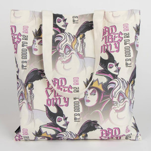 Bolsa shopping de villanas de disney - negro - 36x39x0,4cm - 2 asas - poliéster y algodón - estampado de villanas de disney