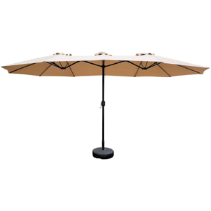 Twin - Ombrellone da giardino a doppio tettuccio con palo centrale da Ø48 mm e telo in poliestere con airvent. Doppio ombrellone da giardino terrazzo o piscina. 4,50X2,65 MT beige