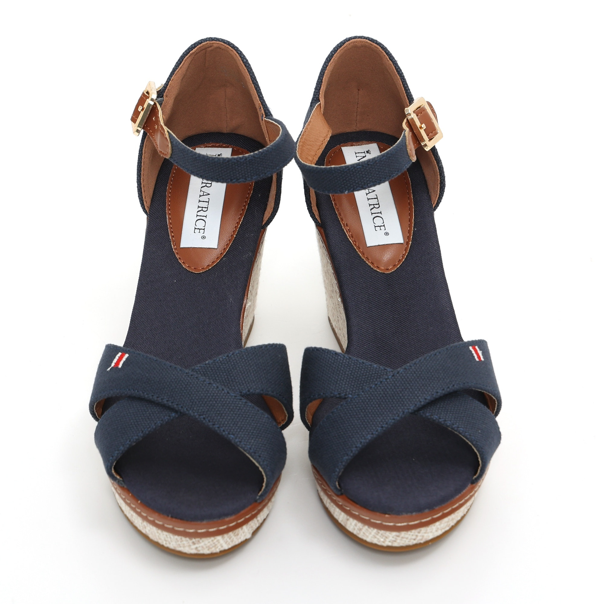 Sandali in tessuto con zeppa