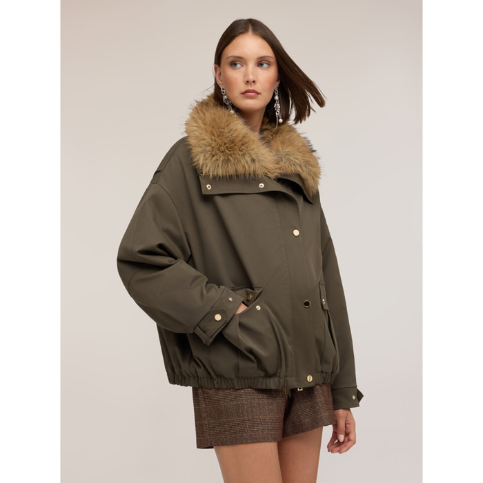 Motivi - Giaccone oversize con colletto - Verde militare