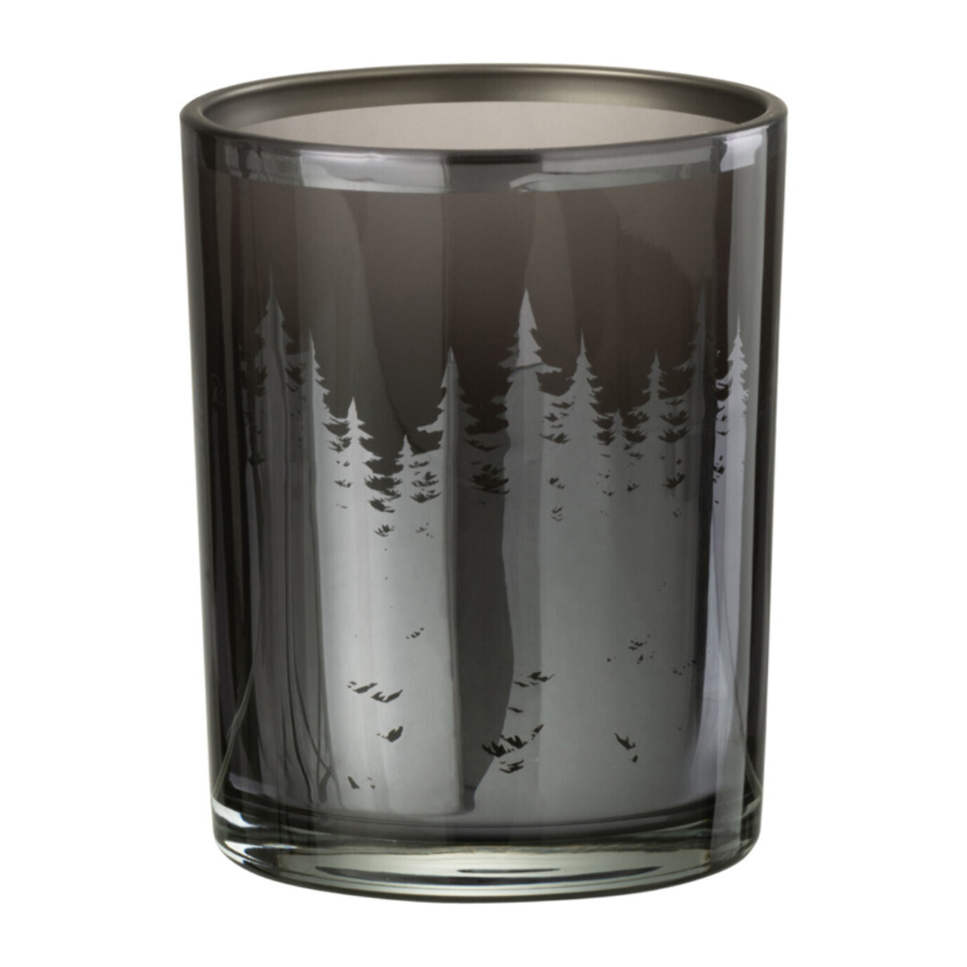 J-Line photophore Arbres - verre - noir/argent - small - 2 pcs