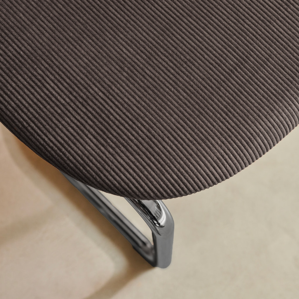 Chaise cantilever arrondie métal, velours côtelé et pieds chromés (lot de 2) MALOA