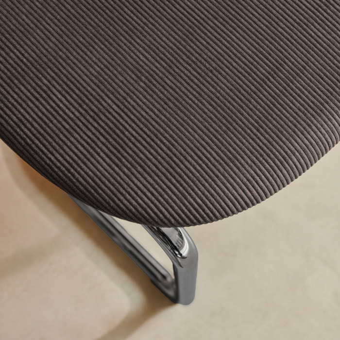 Chaise cantilever arrondie métal, velours côtelé et pieds chromés (lot de 2) MALOA