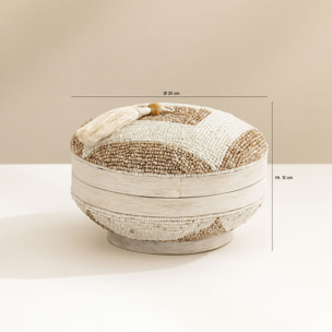 Boite en bambou ornée de perles 20cm HOA