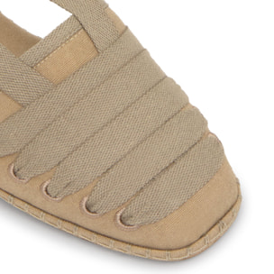 Alpargata plana embetada Glen en algodón con cintas y suela de cuerolite