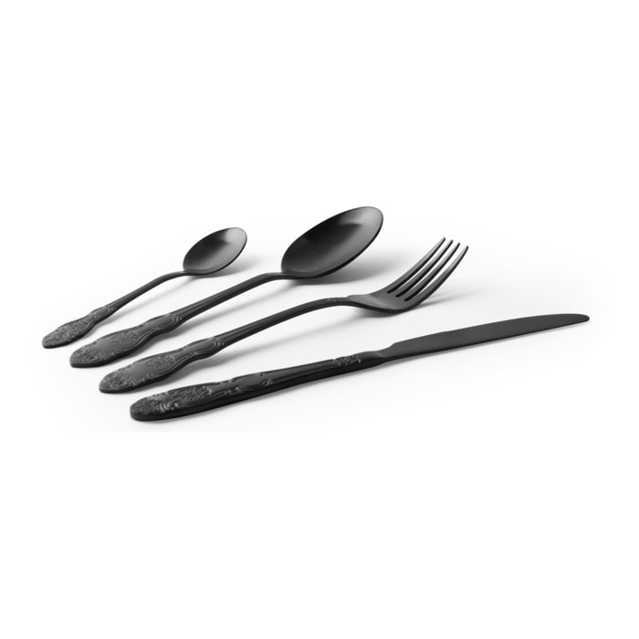 Set 24 Posate Excelsa – Baroque, Acciaio Nero