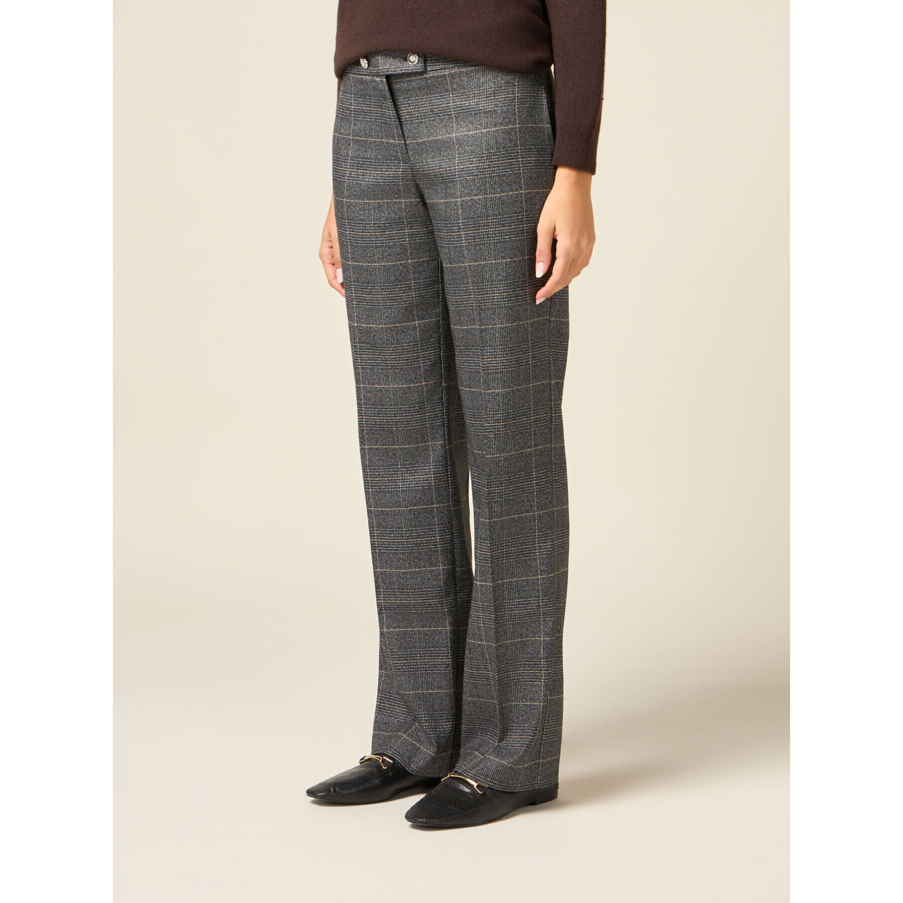 Oltre - Pantaloni palazzo check - Grigio