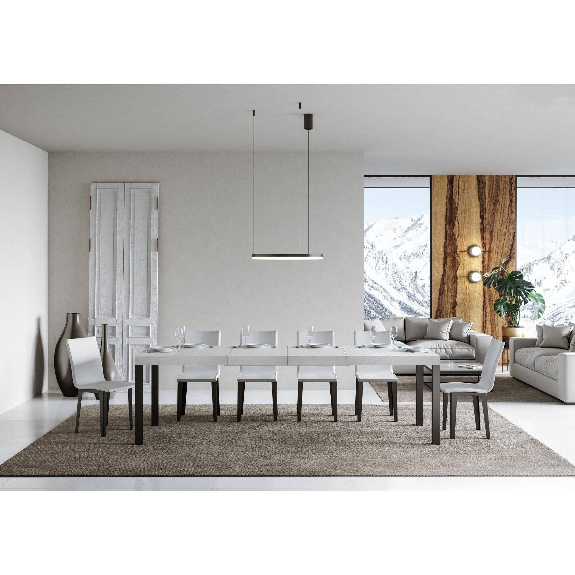 Mesa extensible 90x180/284 cm Everyday Premium Fresno Blanco estructura Antracita