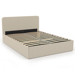 Lit coffre Louise 160x200cm tissu beige