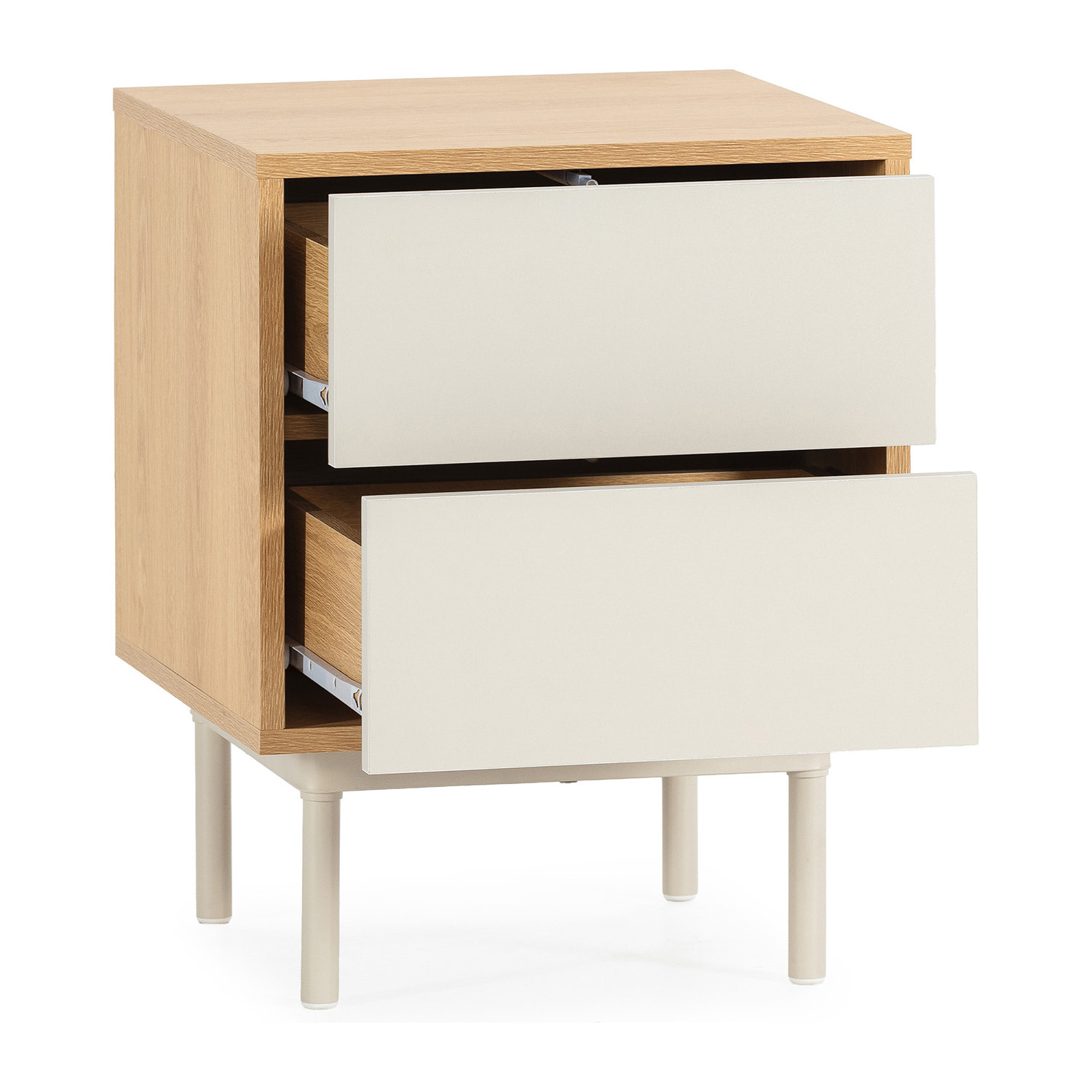 Mesita de noche Cuzco 2 cajones color Roble/Gris