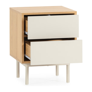 Mesita de noche Cuzco 2 cajones color Roble/Gris