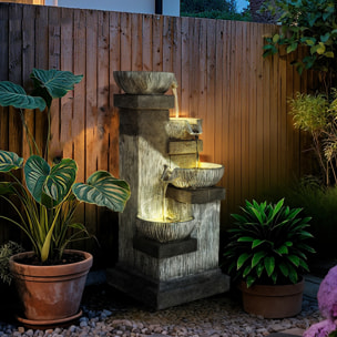 Fontaine de Jardin LED 4 niveaux résine - 38 x 36 x 85 cm - gris