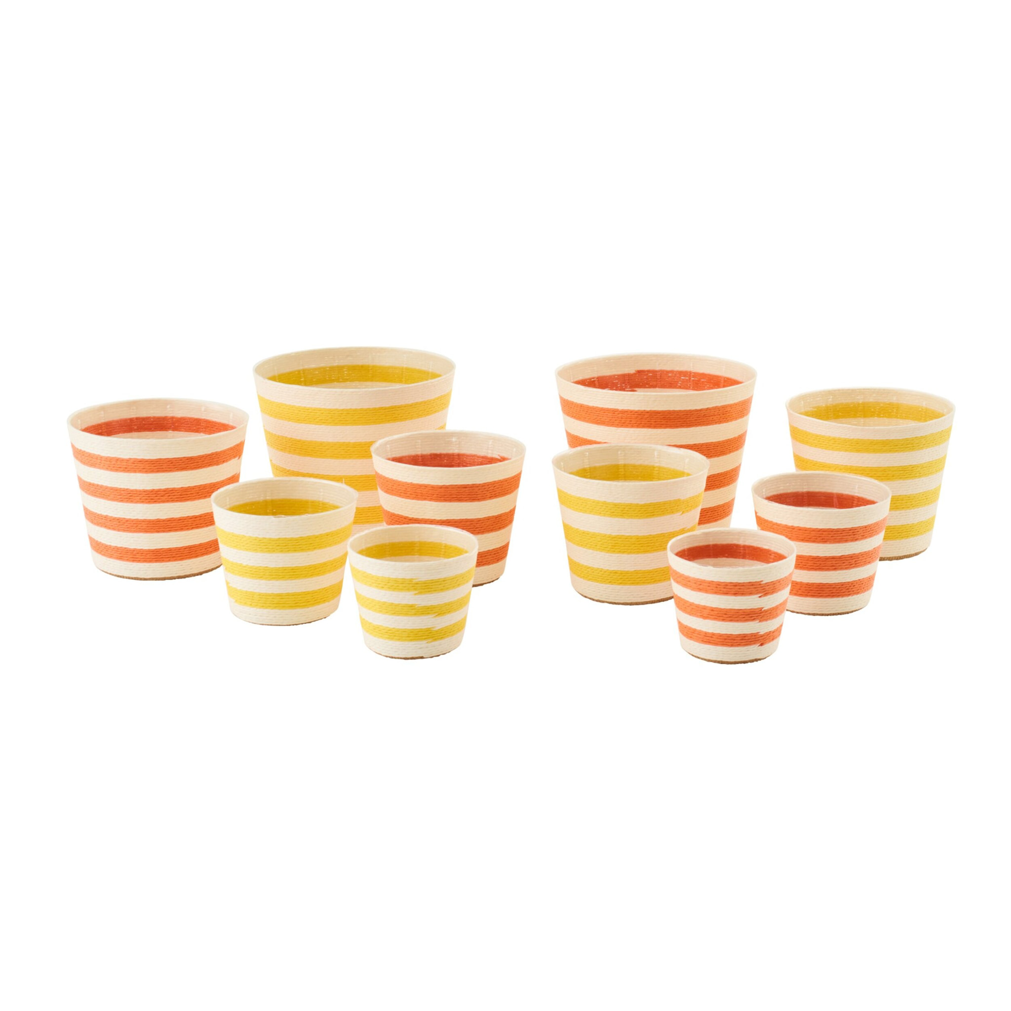J-Line cache-pot Ligné - papier - jaune/orange - extra large - set de 2
