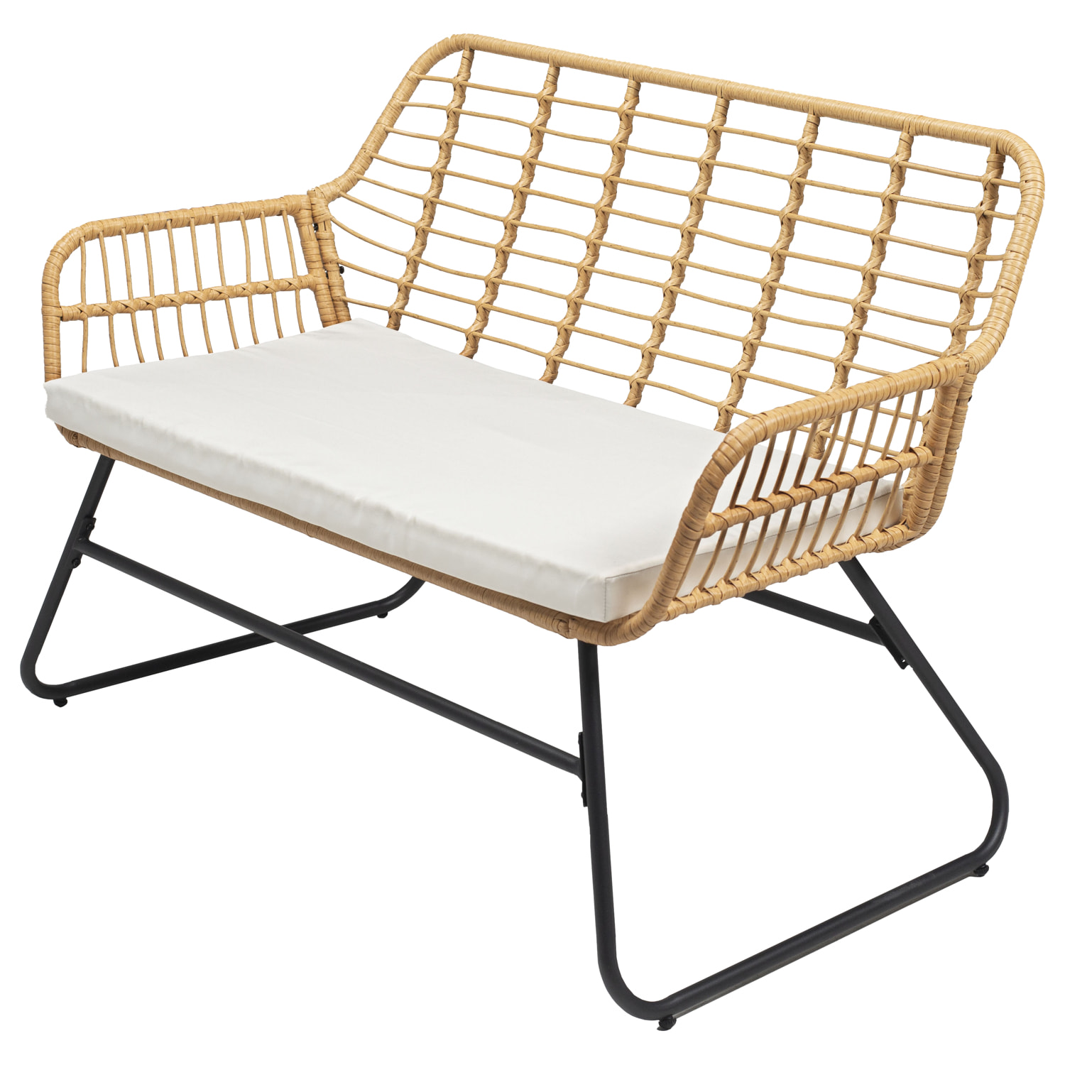 Salon de jardin TIGA en résine tressée 4 places - coussins crème