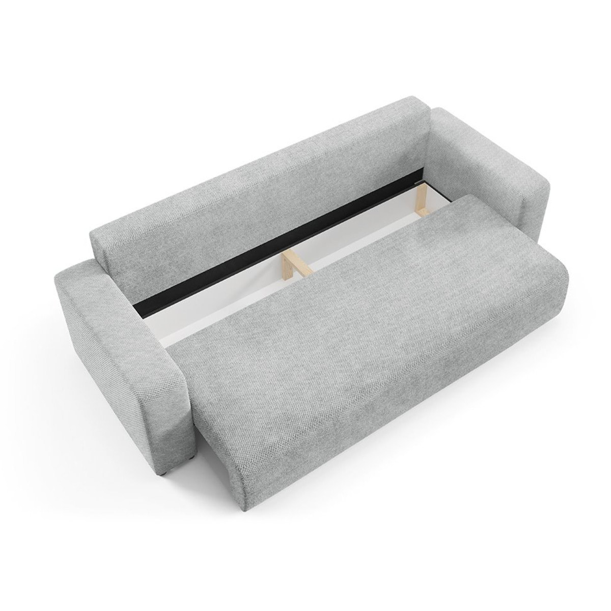 GLORIA - Canapé droit convertible 3 places en tissu gris