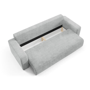 GLORIA - Canapé droit convertible 3 places en tissu gris