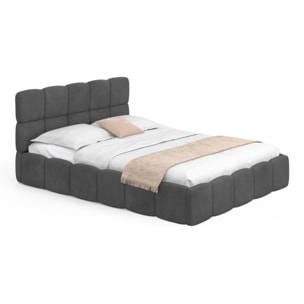 Lit coffre Bubble 140x190cm velours gris