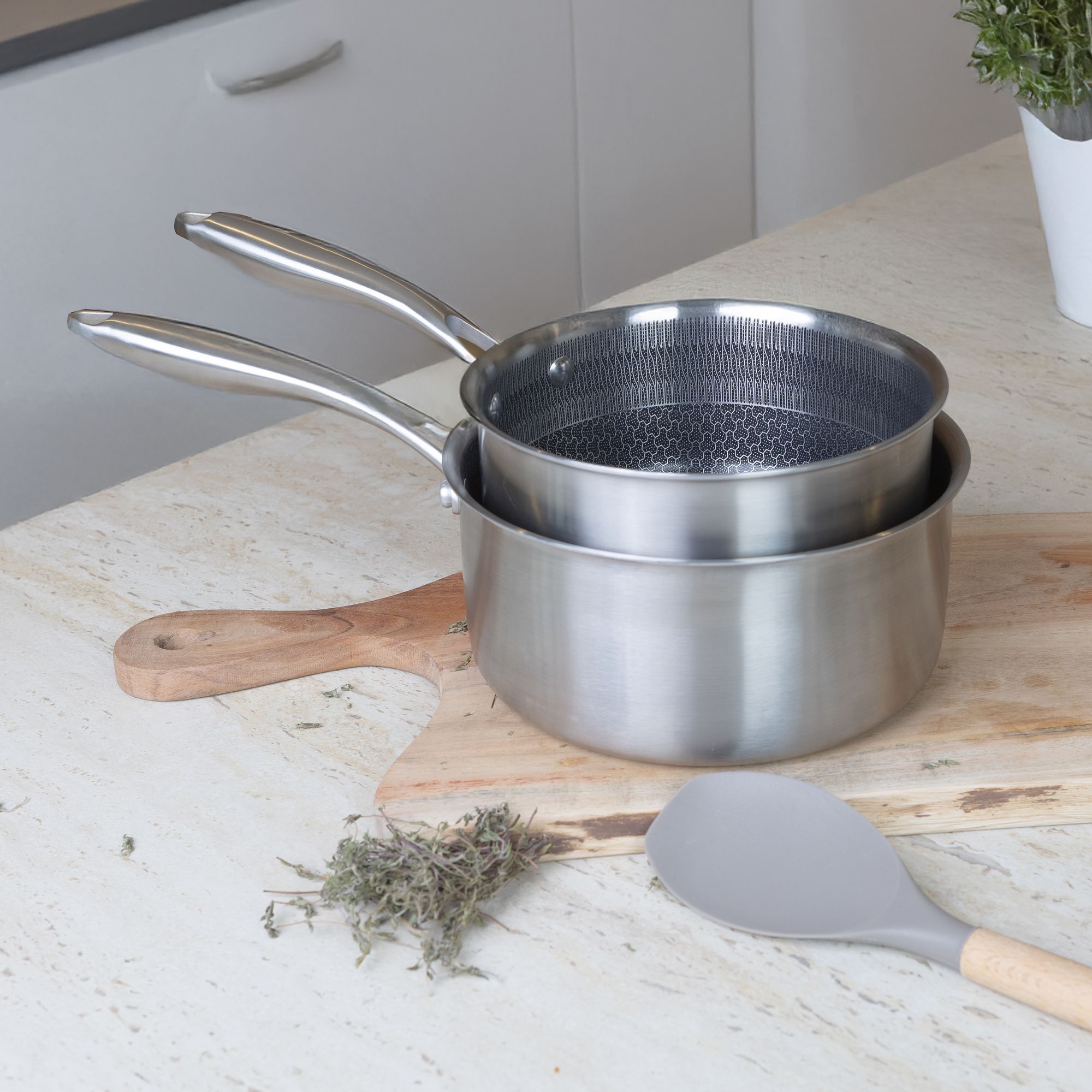 Casserole 14cm revêtu en acier inoxydable - tous feux TRINOX