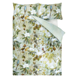 Housse de couette imprimée en percale de coton, MAPLE TREE CELADON, Bleu