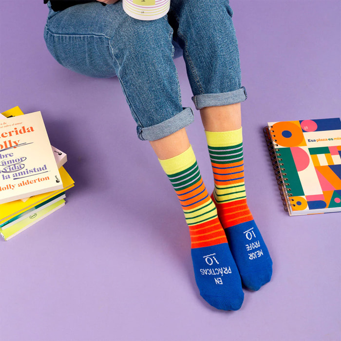 Calcetines "Mejor profe en prácticas" talla 36-41