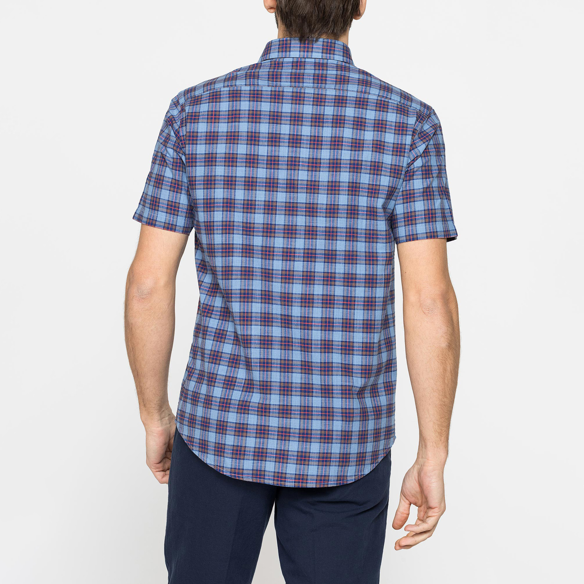 CAMICIA A MANICA CORTA IN COTONE FIAMMATO FANTASIA