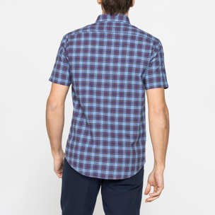 CAMICIA A MANICA CORTA IN COTONE FIAMMATO FANTASIA