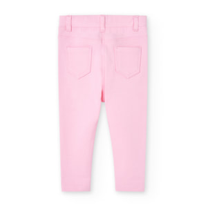 PantalÃ³n elÃ¡stico para niÃ±a en felpa lisa de color rosa