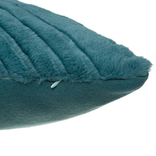 Coussin - effet fourrure - bleu canard - 45x45 cm