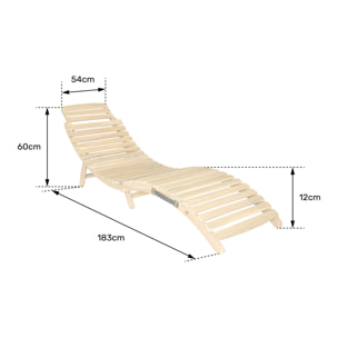 Bain de soleil pliant en acacia KOMODO - coussin sable