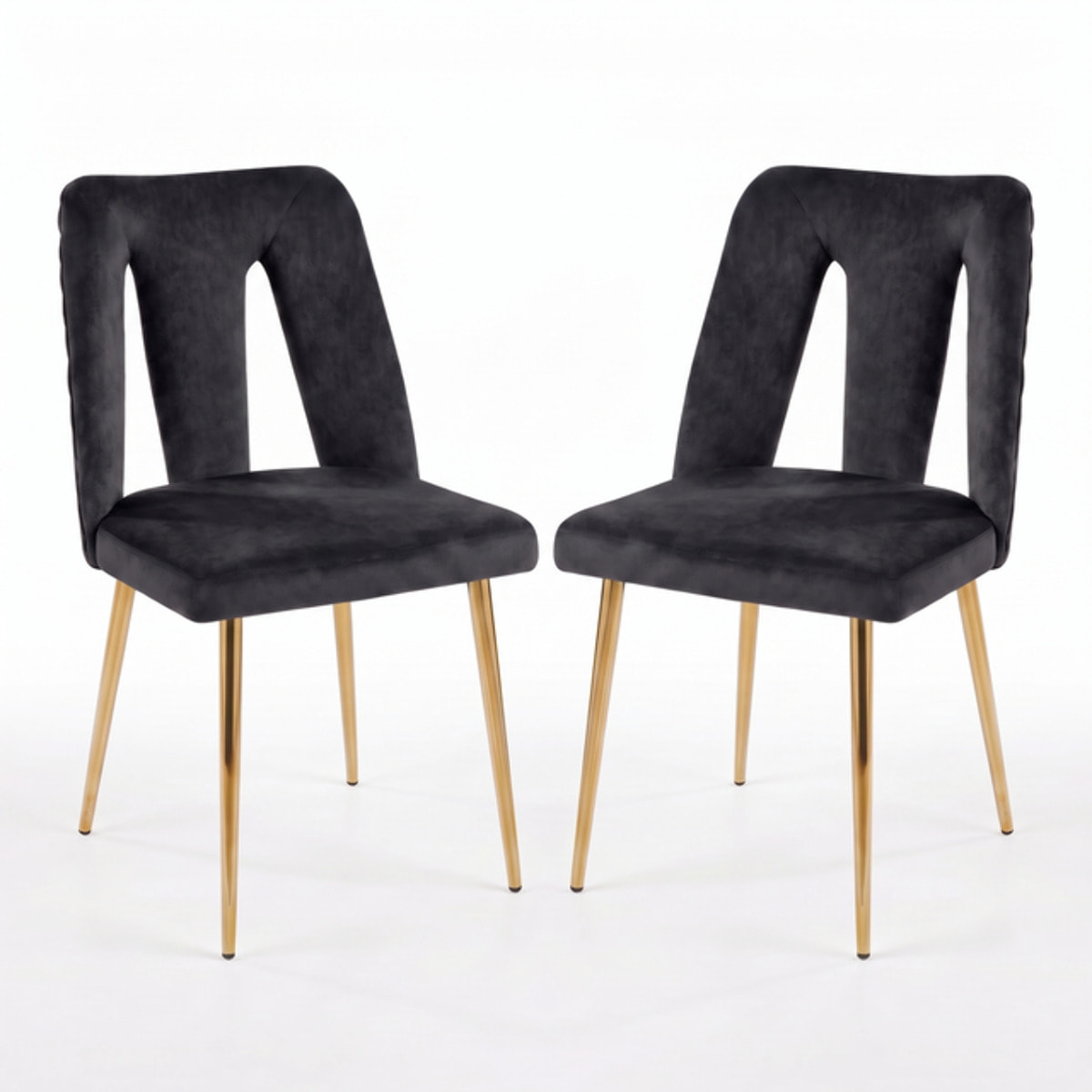 Sedia Imbottita in Effetto Velluto con Schienale Aperto e Gambe Oro, Design Moderno ed Elegante per Sala da Pranzo, Cucina, Soggiorno, Studio e Ufficio