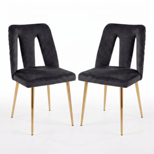 Sedia Imbottita in Effetto Velluto con Schienale Aperto e Gambe Oro, Design Moderno ed Elegante per Sala da Pranzo, Cucina, Soggiorno, Studio e Ufficio