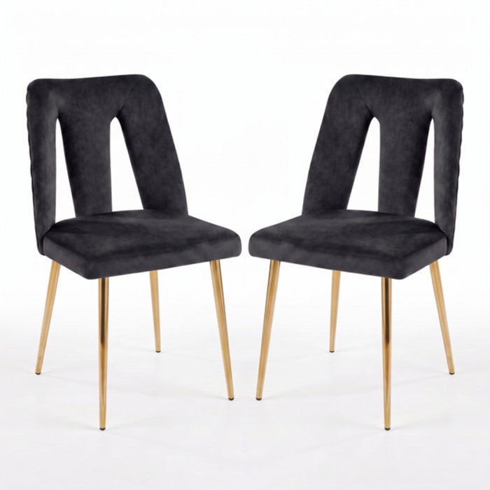 Sedia Imbottita in Effetto Velluto con Schienale Aperto e Gambe Oro, Design Moderno ed Elegante per Sala da Pranzo, Cucina, Soggiorno, Studio e Ufficio