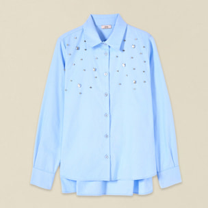Oltre - Camisa oversize con engarces de cristal - Light - blue