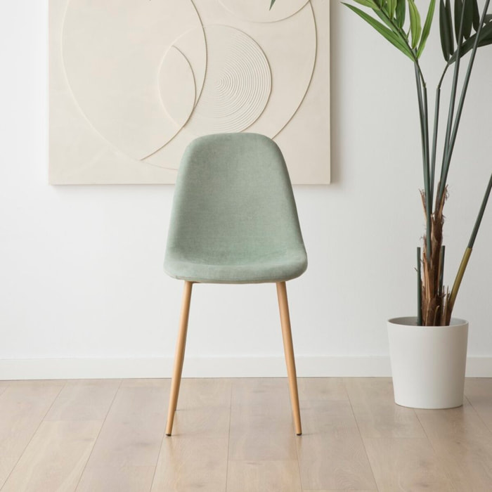 Chaise rembourrée Allende -tissu et bois-couleur bleu 44 x 88 x 51 cm